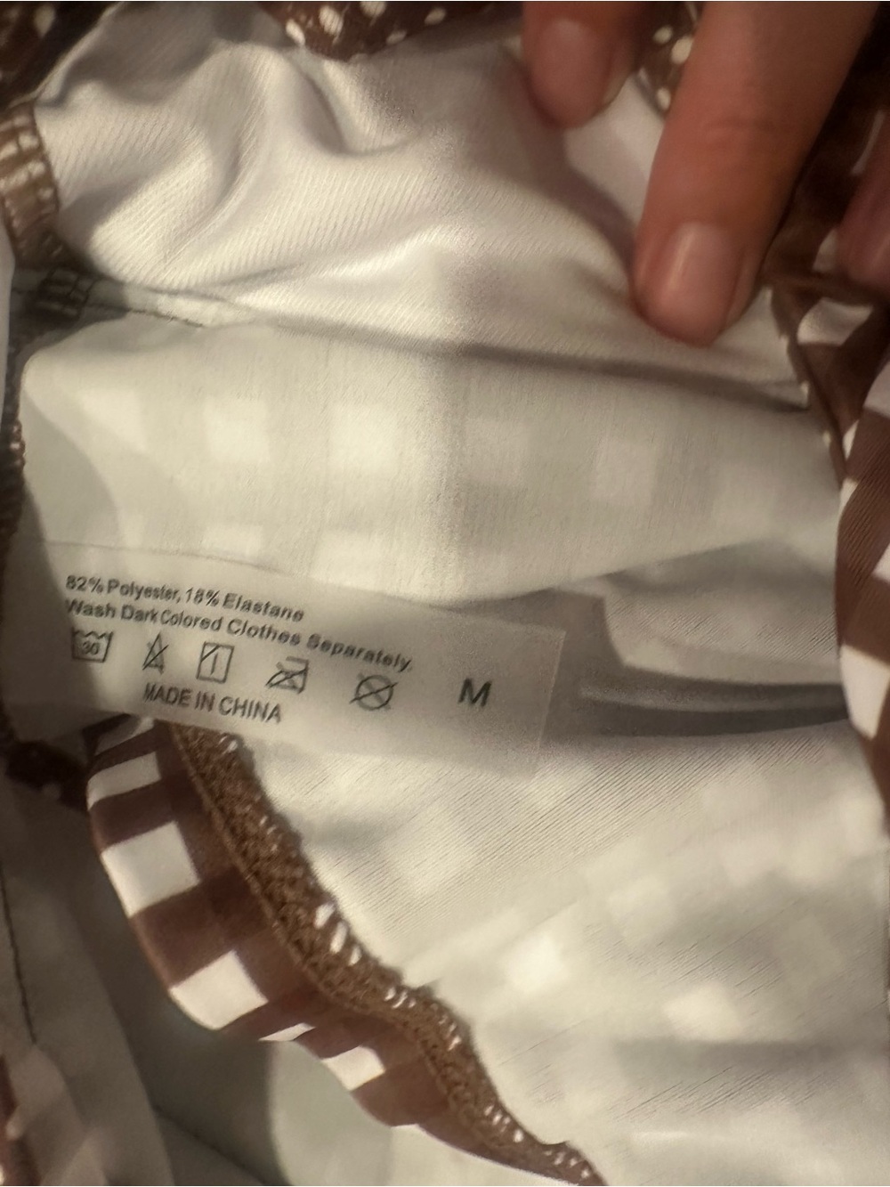 SHEIN Brown and White Gingham High-Waist Bikini Set - Picture 6 of 6